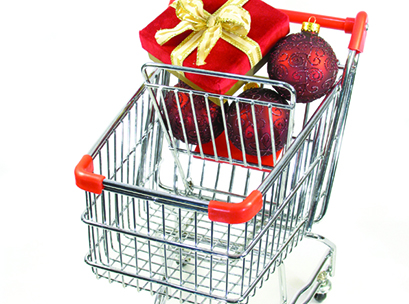 christmas, shopping, trolley, gift, decoration
