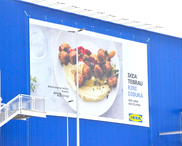 An Ikea Malaysia billboard promoting Swedish meatballs