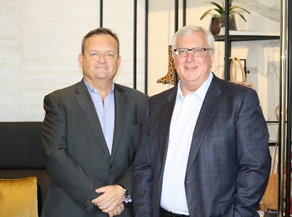Myer executive chairman Garry Hounsell (right) with new CEO John King (left).