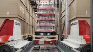 Image of Swisslog's automated warehouse shuttle system