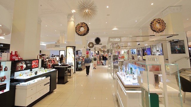 Unidentified people visit David Jones department store in Melbourne Australia