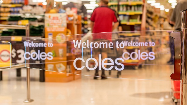 Image of a store entrance to a Coles supermarket
