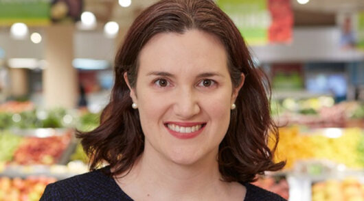 Incoming Coles CEO Leah Weckert in a supermarket.