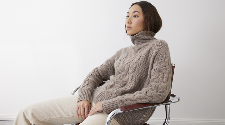 Mia Fratino's knitwear products are ethically made in a factory in Sri Lanka. Supplied