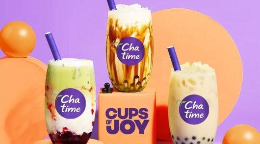 trhee cha time drinks on display