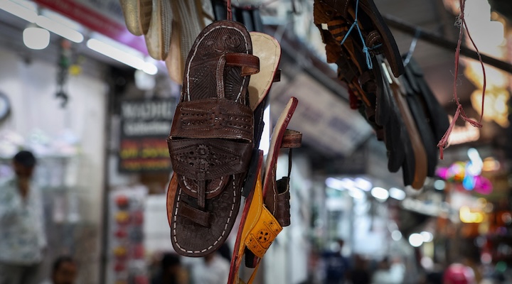 Indian ethnic 'Kolhapuri' sandals.
