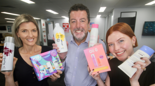 CEO John Pascoe with e-commerce product coordinator Michelle Fortunaso and manager Tasman Sinnerton