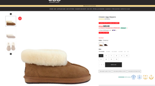 ugg boot sale screenshot