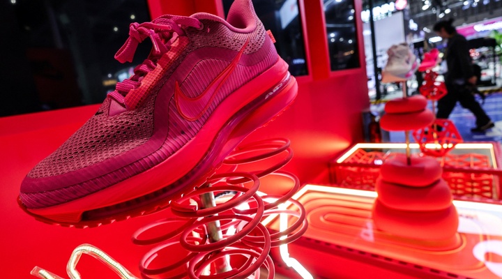 Nike running shoe display.