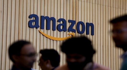 The Amazon logo is seen at its newly inaugurated office