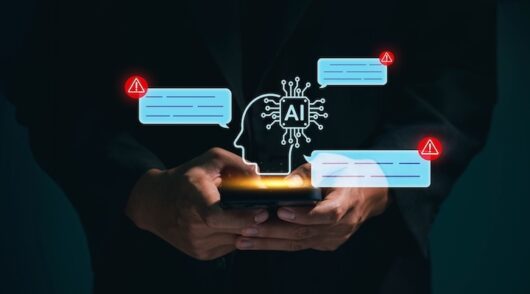 Business man using digital chatbot AI