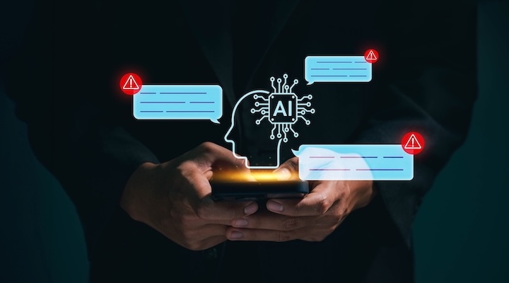Business man using digital chatbot AI