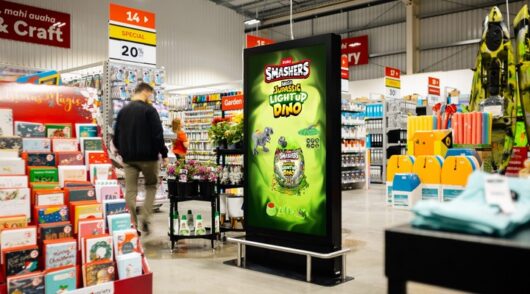 In-store advertising screen at Bunnings.