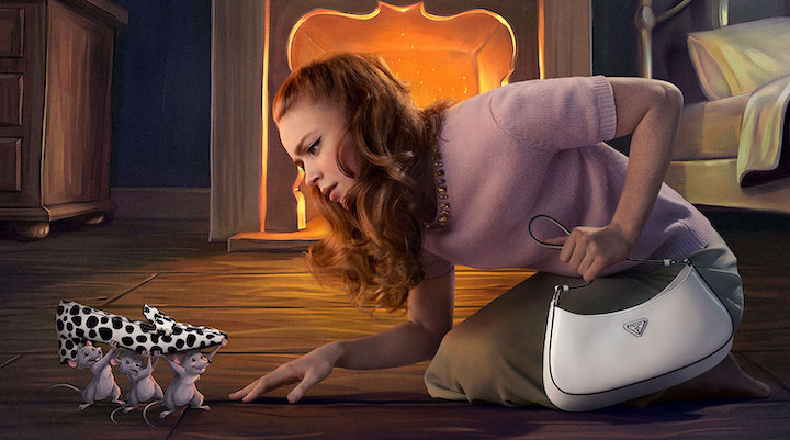 Actress Sadie Sink in Prada’s 2026 holiday campaign.